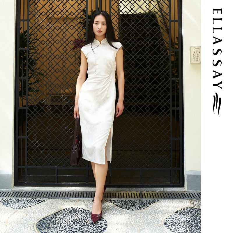 ELLASSAY歌力思秋季新款新中式修身显瘦连衣裙女EWV353Y00200