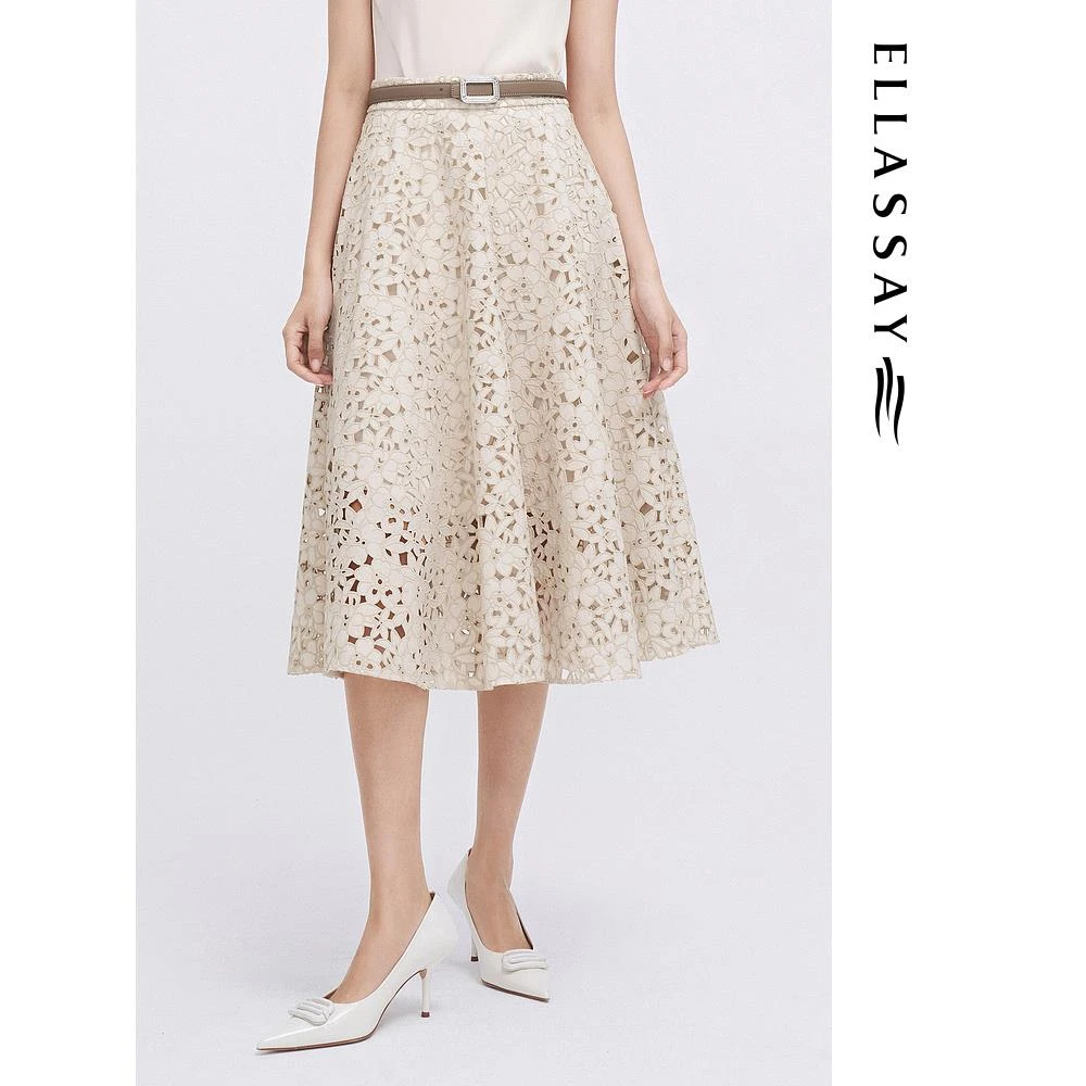 ELLASSAY歌力思早春经典款绣花优雅显瘦半身裙女EWE341Q00400
