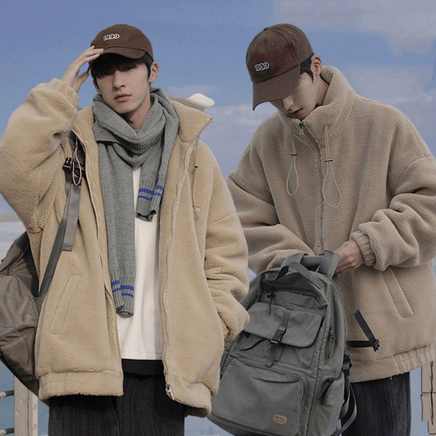 【小扬哥推荐】爆款韩百搭毛颗粒毛绒加厚冬季新潮男士保暖棉袄