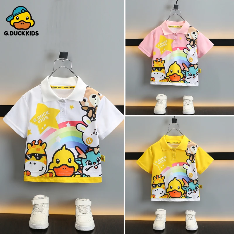 小黄鸭男童夏装短袖polo衫女小童2025新款t恤宝宝儿童夏季半袖