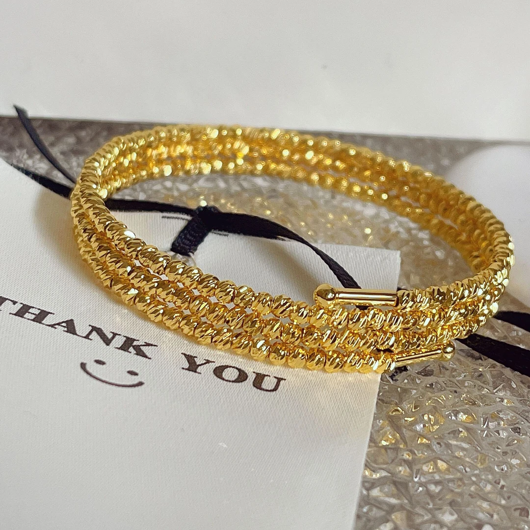 铜合金手镯  蹦迪珠三圈手镯