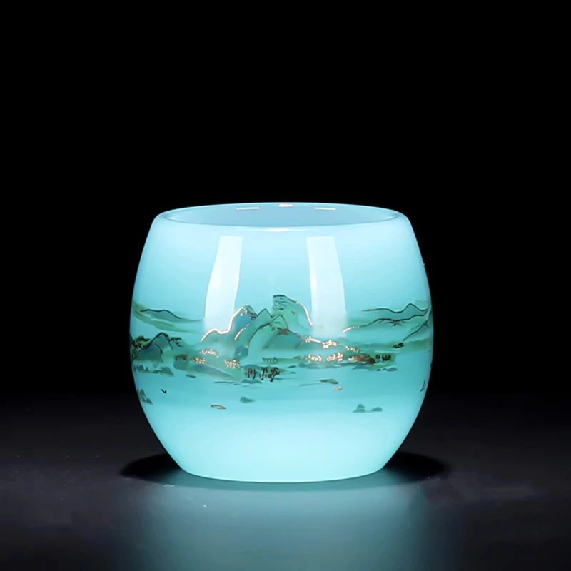 千里江山玉瓷琉璃主人杯个人专用高端中式茶杯功夫茶具单杯品茗杯