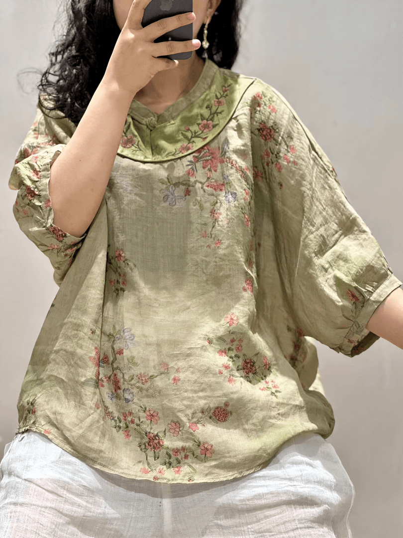 【小芬宠粉】7705款夏季新款长袖时尚百搭薄款文艺提花宽松上衣