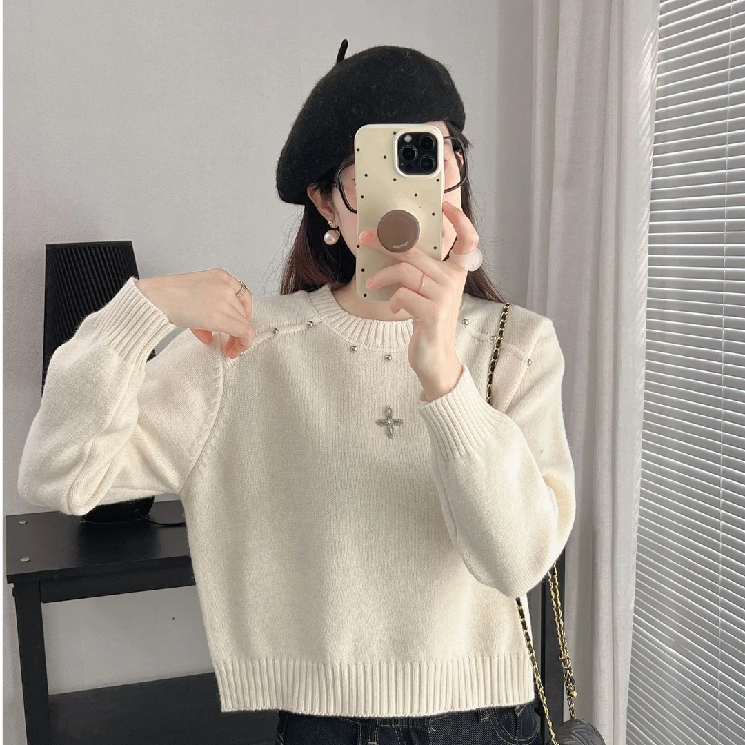 舒适区 钉扣套头插肩袖显瘦厚款秋冬毛衣