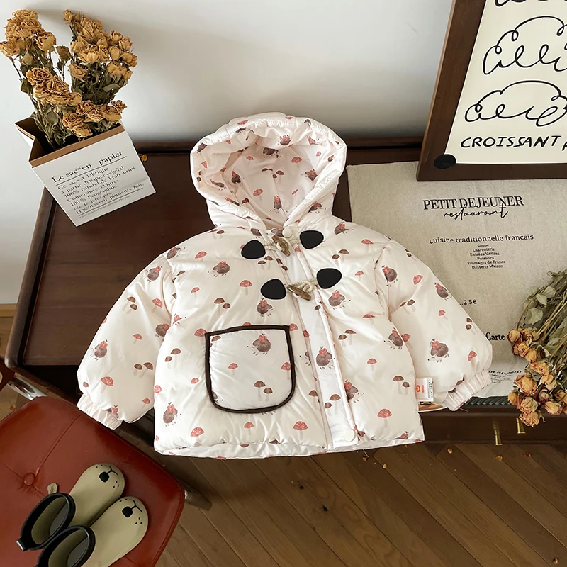 【现货】DW249731冬季新款儿童羽绒服宝宝加绒连帽90白鸭绒外套保暖