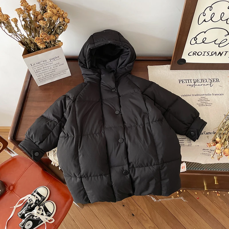 【现货】DW249836冬季新款儿童羽绒服宝宝防寒外套中长款90白鸭绒