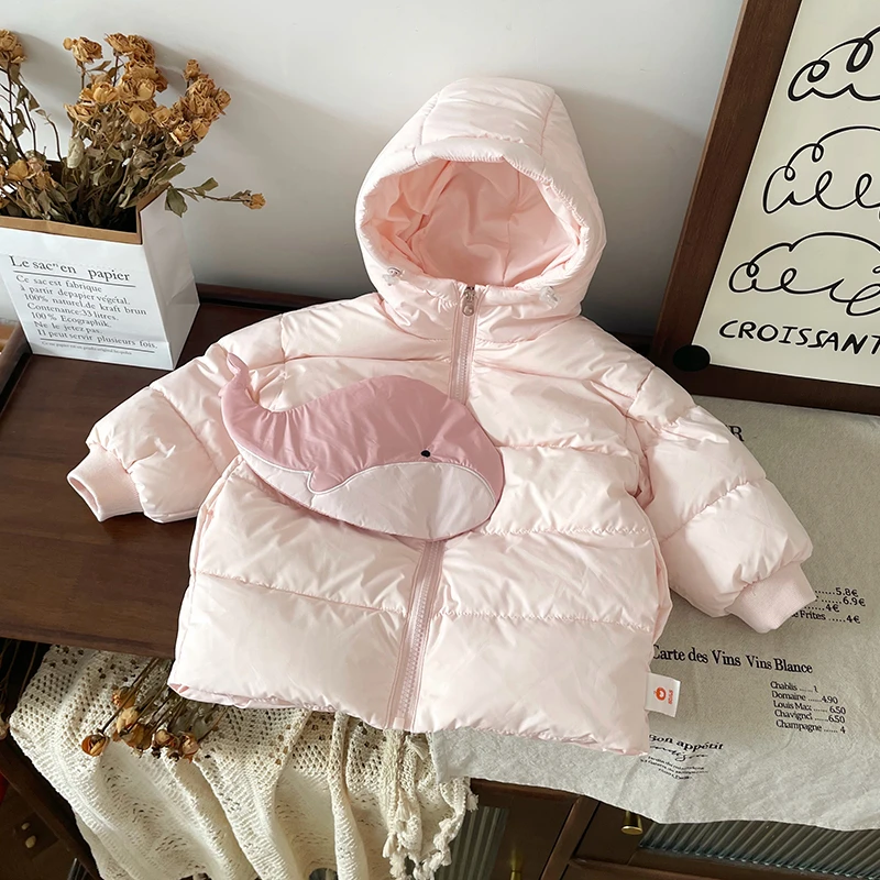 【现货】DW249732冬季新款儿童羽绒服女童连帽外套90白鸭绒防寒