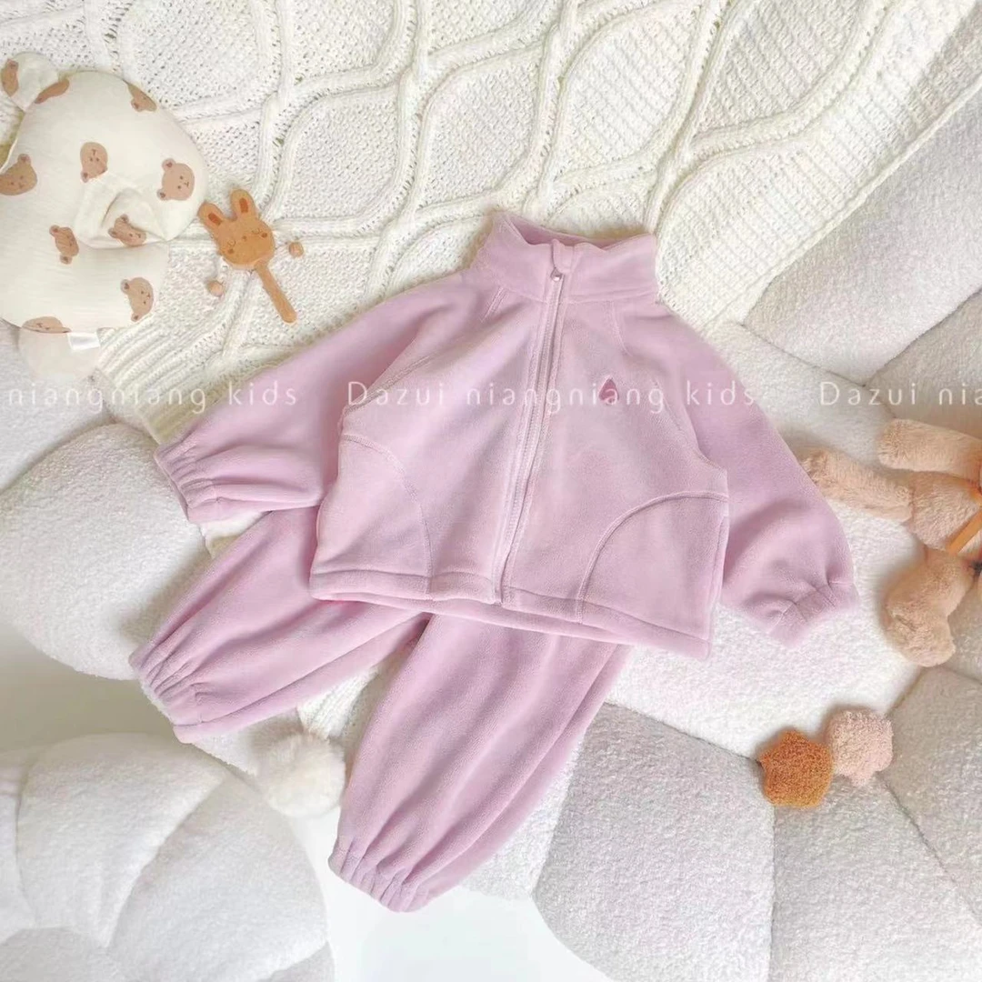 【现货】QT231078冬季儿童套装女童休闲运动保暖两件套