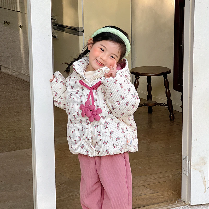 【现货】DW239571冬季新款儿童羽绒服新国标90白鸭绒女宝外套