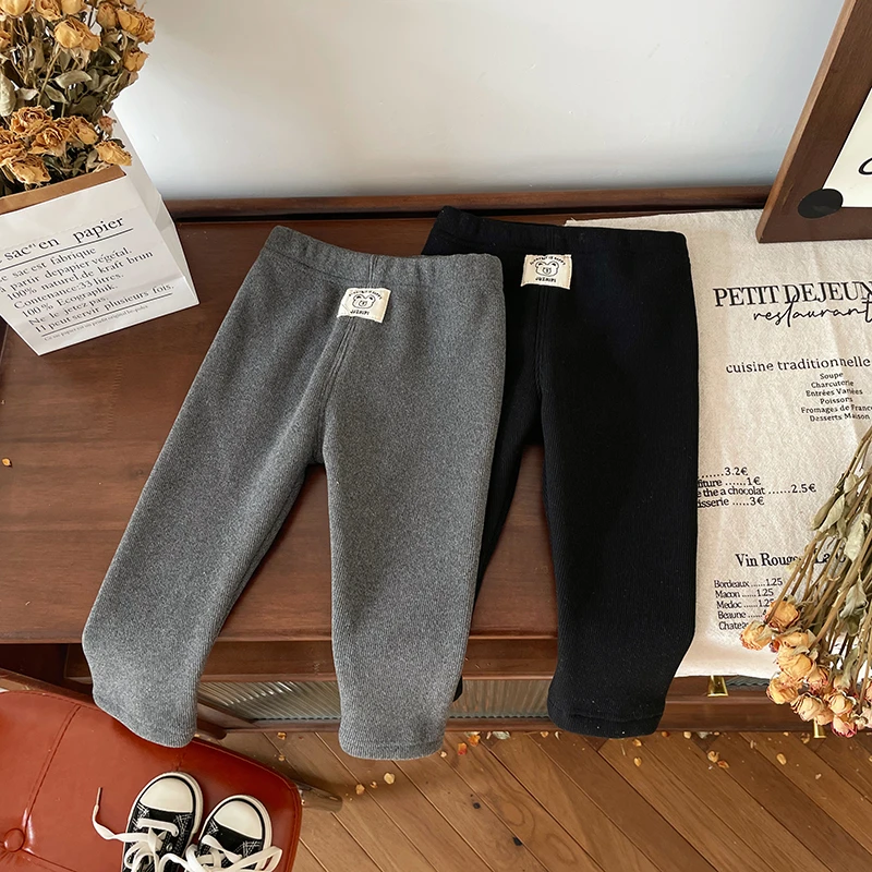 【现货】QK245760冬季新款儿童打底衫女童百搭加绒加厚保暖裤子