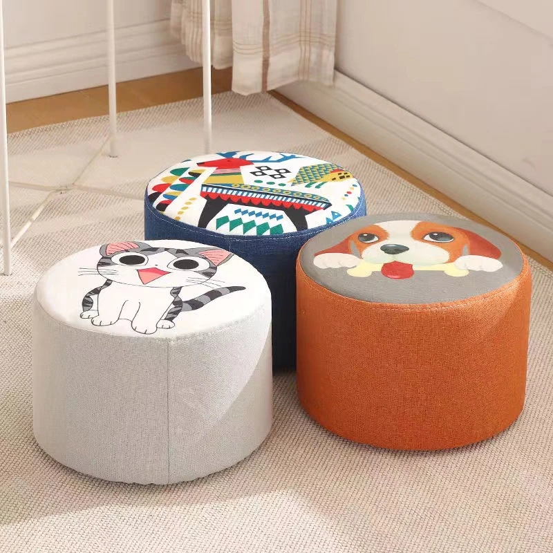 家用板凳布艺小凳子创意墩子家用矮凳网红圆凳简约客厅沙发茶几凳