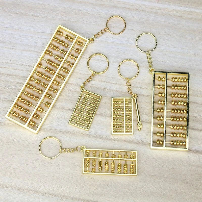 满月抓周金色算盘挂饰锌合金仿铜算盘钥匙扣挂件工艺品旅游小礼