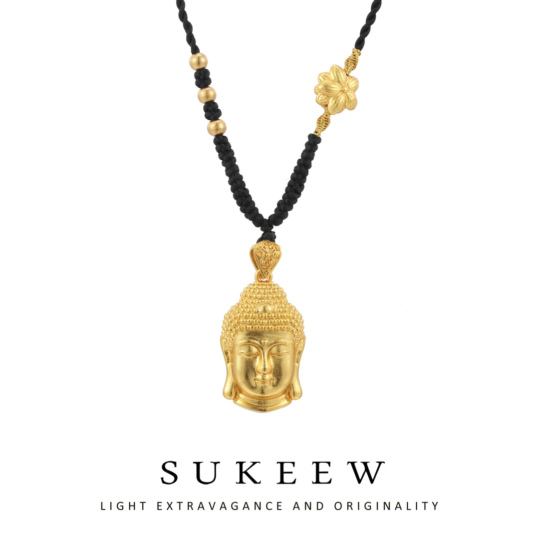 SUKEEW/酥可 铜合金布艺项链 编织中式佛头项链122101五金女孩