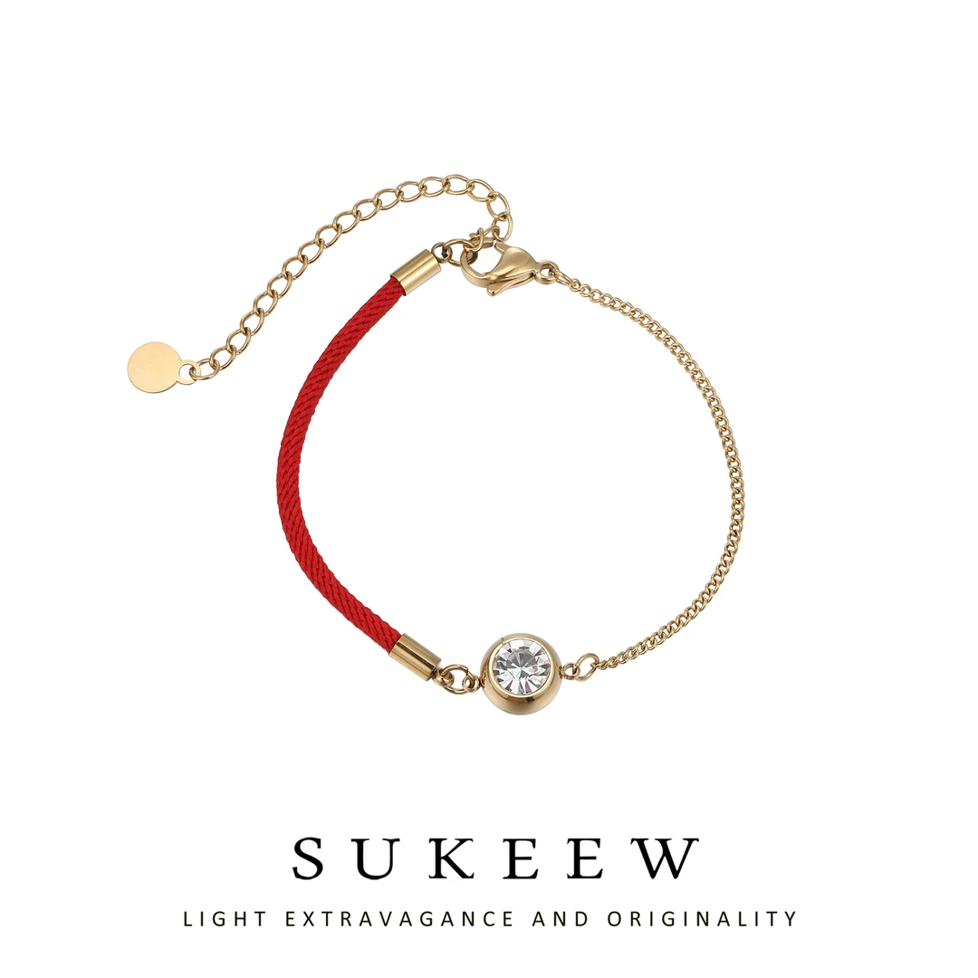 SUKEEW/酥可 钛钢布艺手链 闪耀幸运星简约半红绳手链123102