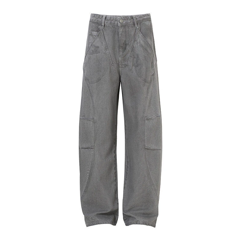 时尚潮流做旧牛仔裤弯刀裤子宽松休闲裤