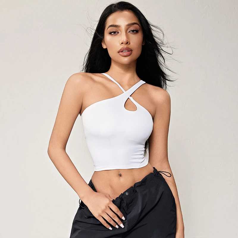 choc斜交叉肩带运动内衣女性感透气瑜伽文胸美背健身背心夏