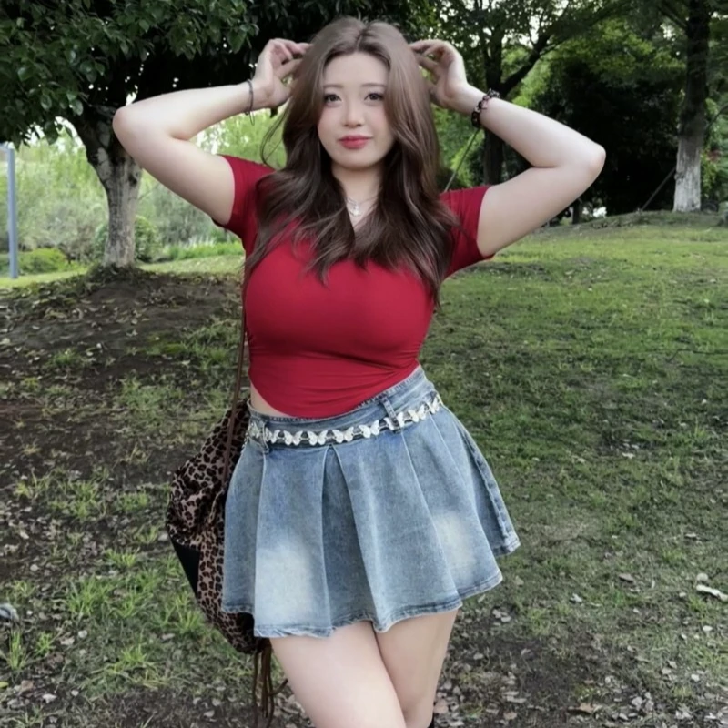大码辣妹风新款设计感夏季甜妹时尚显瘦修身打底短款半身裙女ins