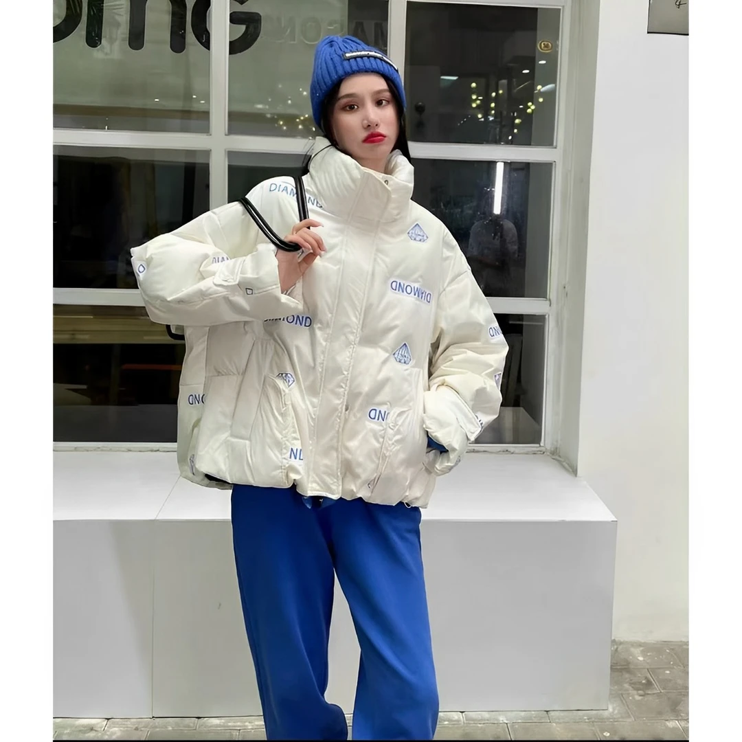 （钻石印花羽绒服）冬季时尚百搭洋气休闲气质外套情侣羽绒服Y