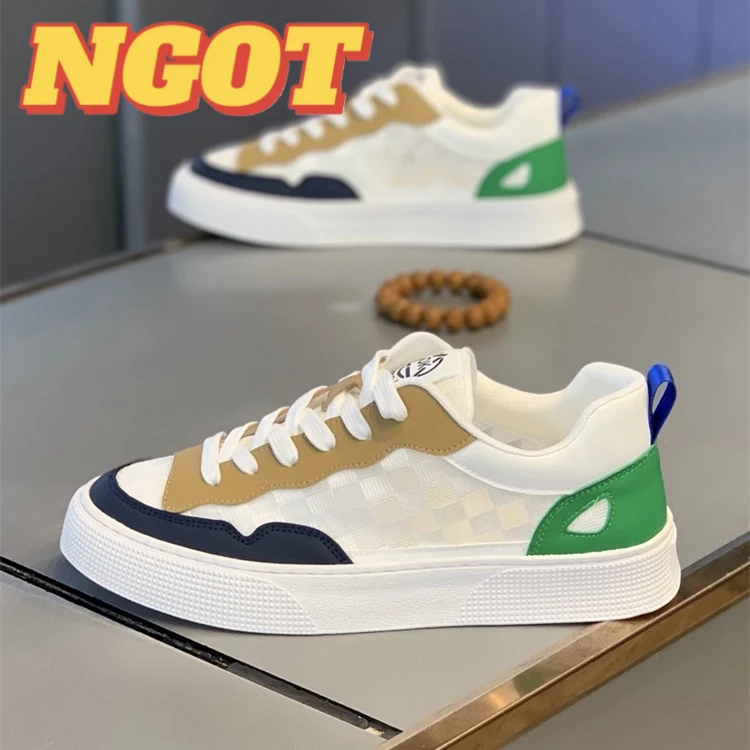 NGOT男鞋秋季舒适透气轻薄网面鞋低帮帆布鞋休闲时尚网面板鞋男款