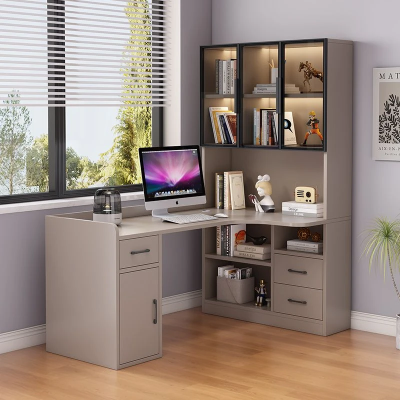 小扬哥推荐转角书桌书架一体实木轻奢现代定制电脑桌家用台式学习