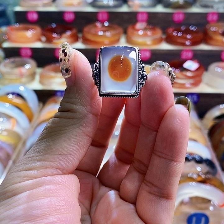 玛瑙/玉髓925纯银戒指未镶嵌