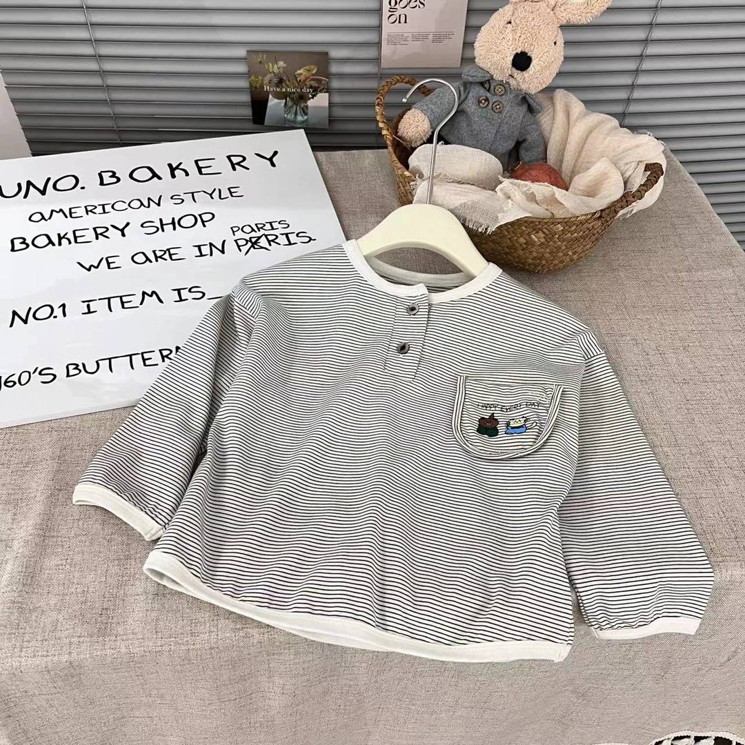 2025年秋季新款儿童卫衣休闲百搭圆领宽松时尚洋气20005条纹长袖