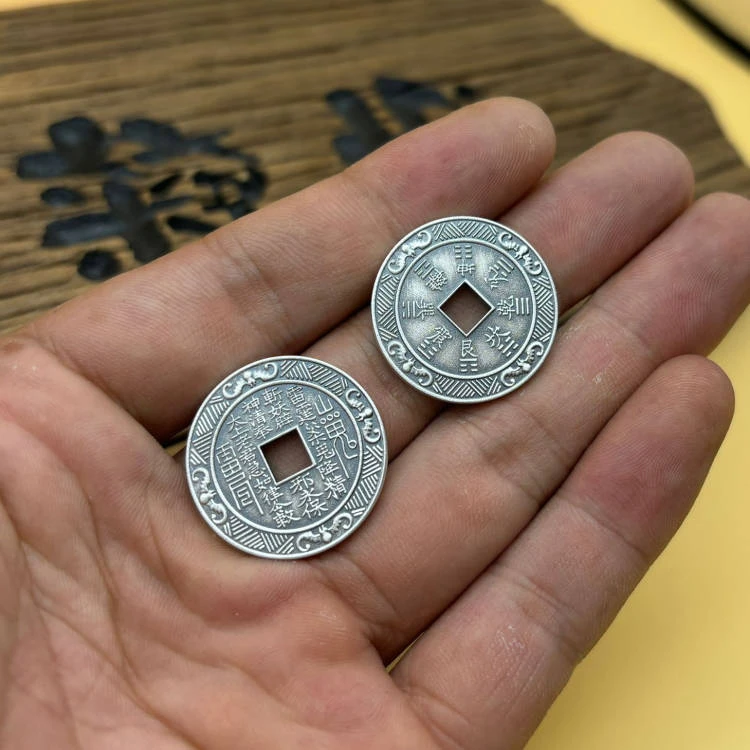 吊坠足银 足银99997复古民族风现代工艺品银币编制手链吊坠做旧