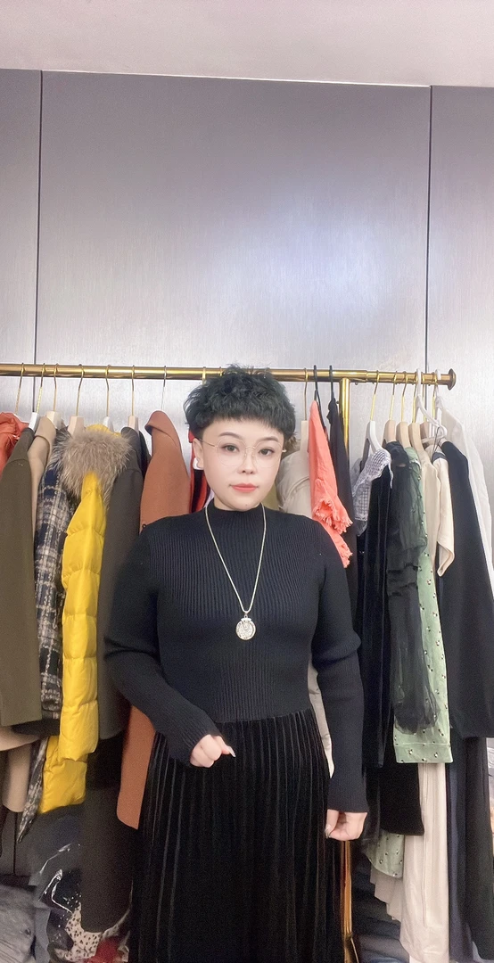 女士秋冬洋气时尚百搭网红复古加厚长袖加绒长袖针织衫长袖针织衫