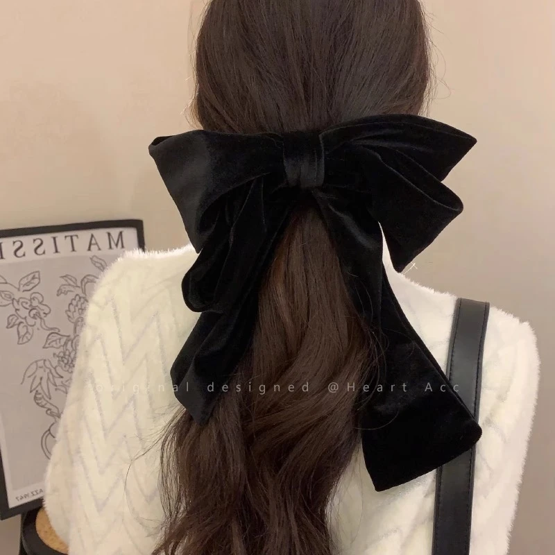 法式蝴蝶结丝绒发夹女2024新款高端后脑勺夹子头饰高级感大号发饰