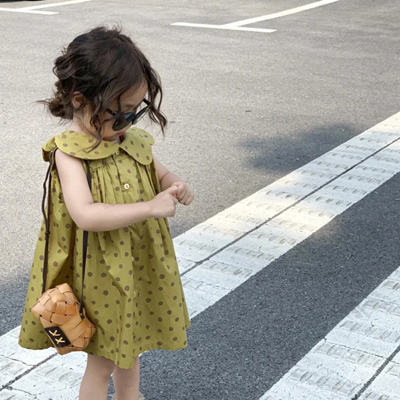 女童夏装2023新薄款连衣裙中大童娃娃领无袖公主裙小女孩洋气时髦