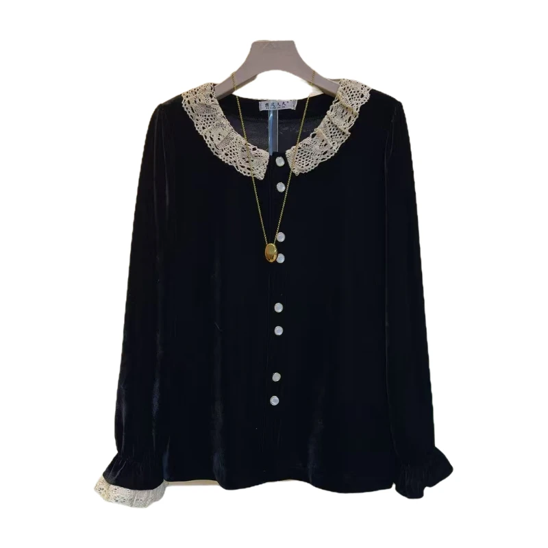 秋上新娃娃领拼接大码胖妹妹洋气小衫衣长64左右时尚百搭打底T恤