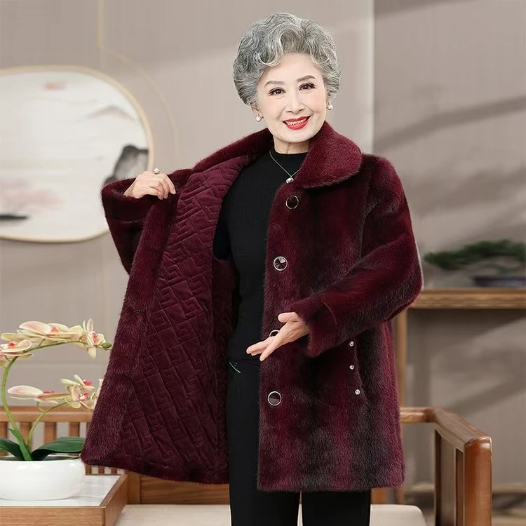 7503冬季老年人妈妈装外套高档气质保暖大衣（李亚）