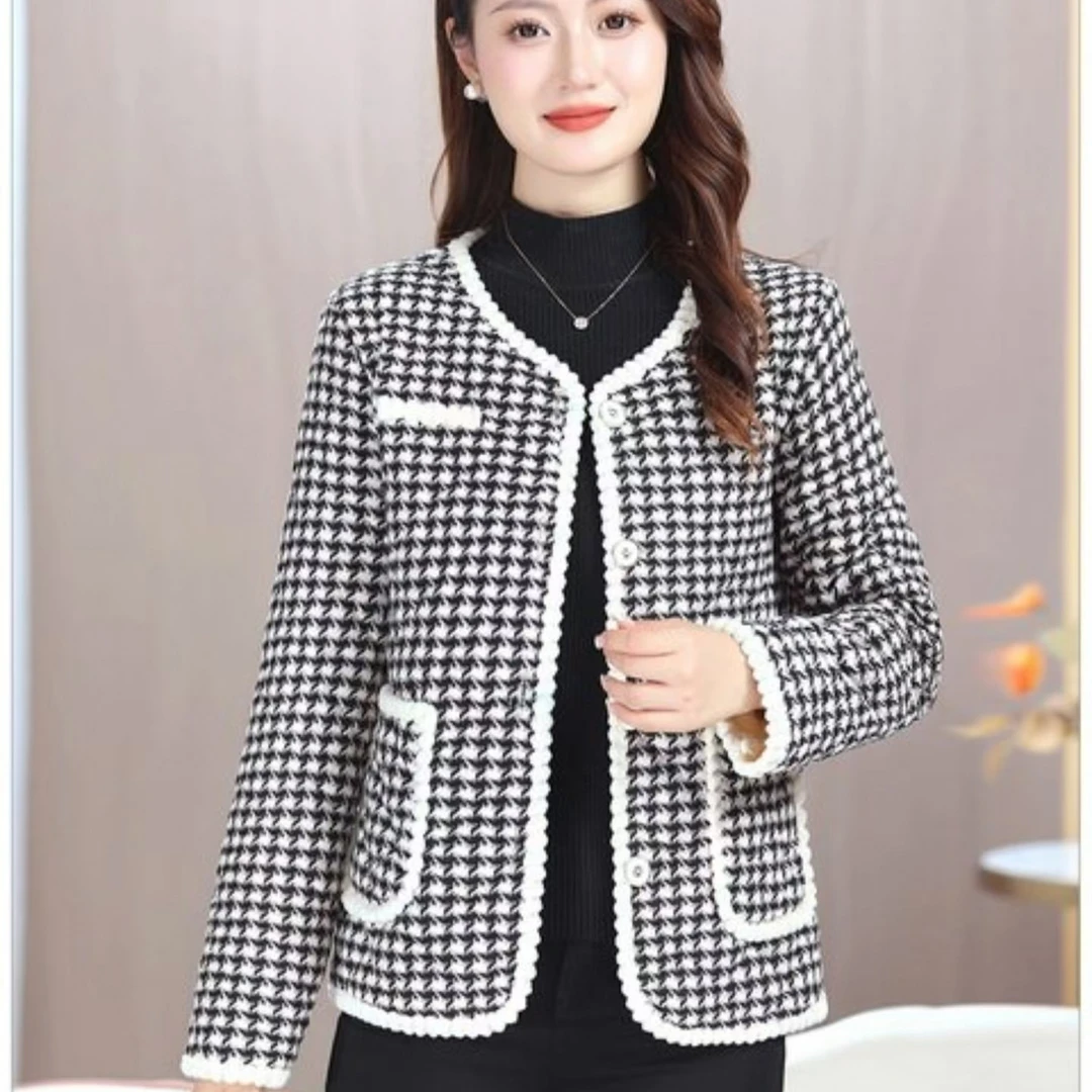 7440-中老年女秋冬季加绒保暖棉衣妈妈冬装小香风外套洋气