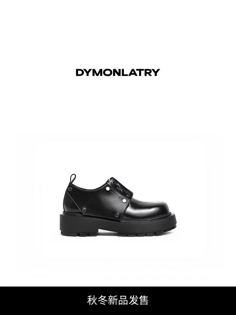 DYMONLATRY2023AW新款大圆头穆勒鞋 可拆卸金属装饰系带休闲鞋