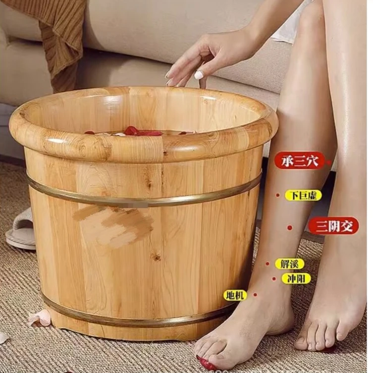 泡脚家用加厚洗脚木桶脚盆高深过膝加大加高耐摔香柏木高深桶桶盆