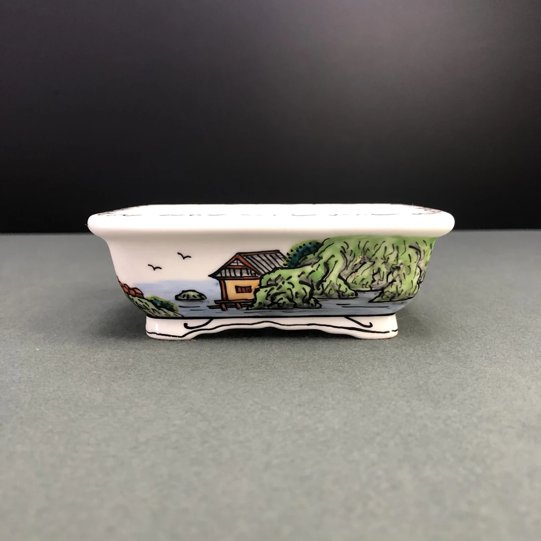 景明盆艺迷你长方手绘花盆星宇盆中国宜兴紫砂盆釉盆简约高档花盆