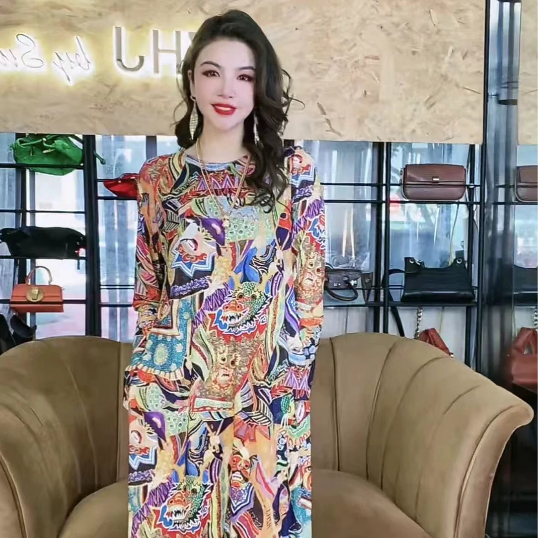 HZHJ新款原创设计师龙兽夏季连衣裙（24新春款）复古显瘦走秀款027