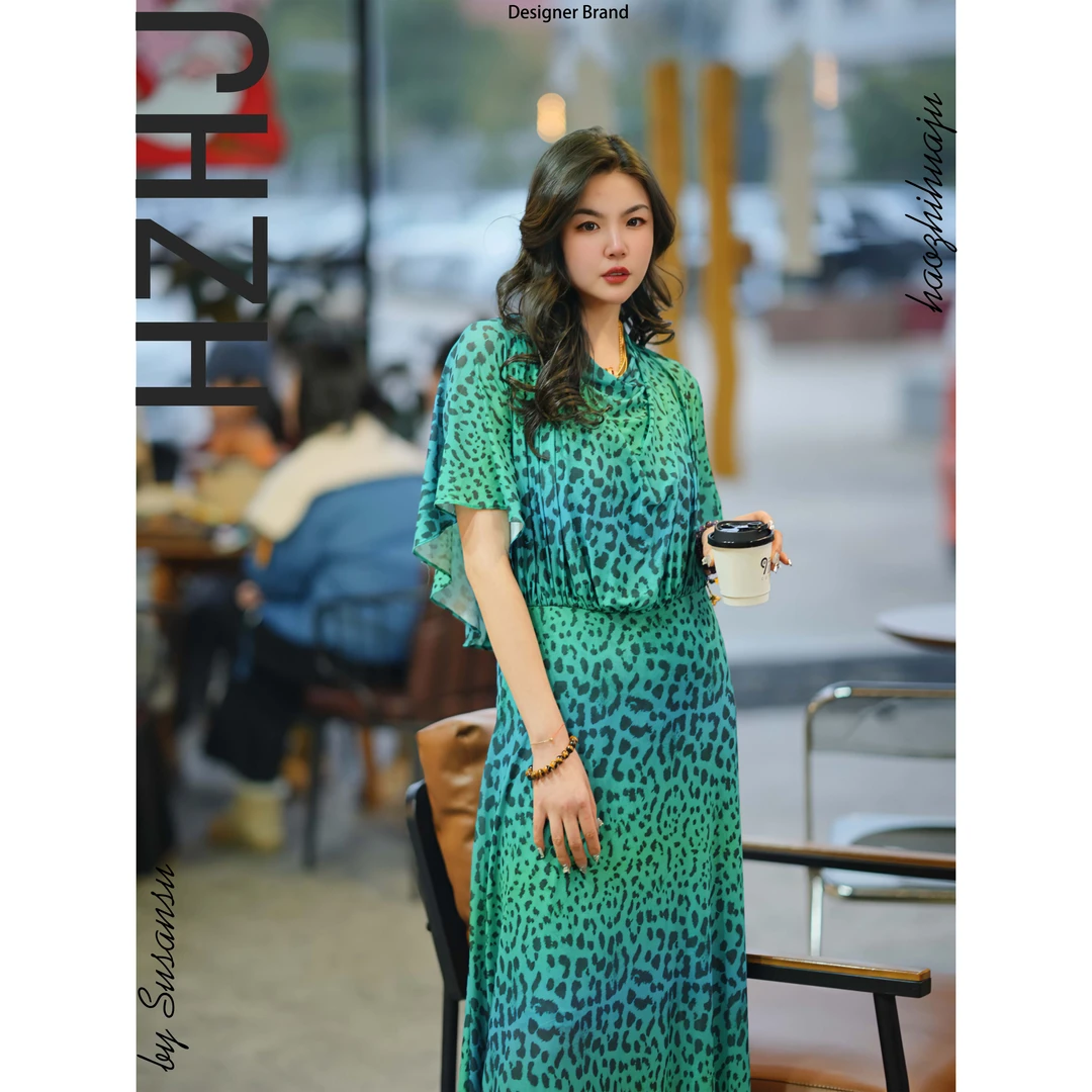 HZHJ新款设计师款绿野仙踪（飘带款）连衣裙显瘦气质高端大牌076