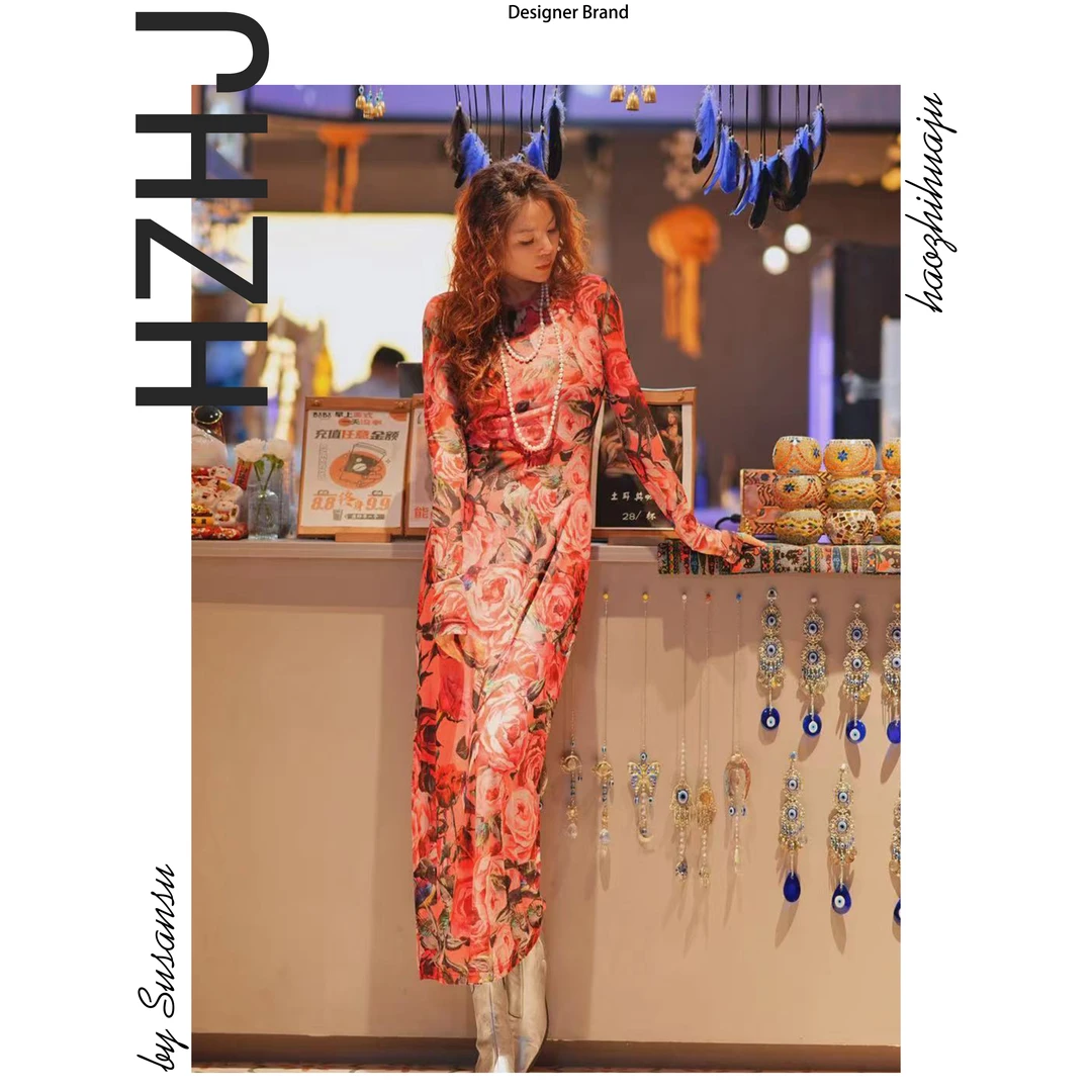 HZHJ新款设计师款 梦境长袖连衣裙 显白显瘦高级感轻奢通勤081