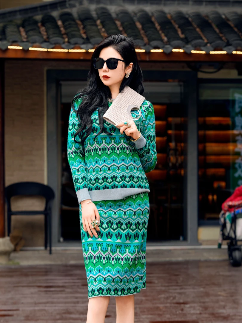 HZHJ新款福利  绿野迷踪 套装裙厚款气质高贵时尚轻奢 1481