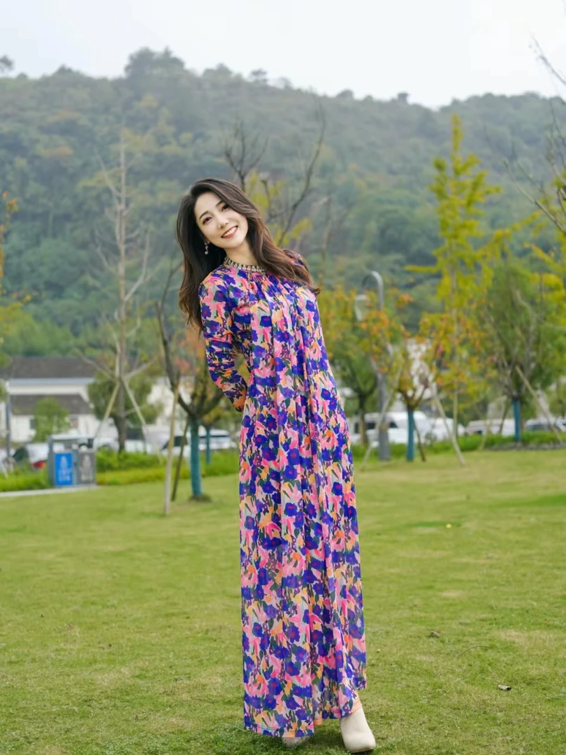 HZHJ原创设计师款  紫漫漫 连衣裙法式 显瘦高级 气质洋气1385