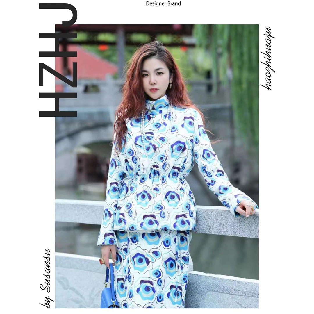 HZHJ新款白茶轻薄羽绒外套  女款休闲国风秋冬白鸭绒1341