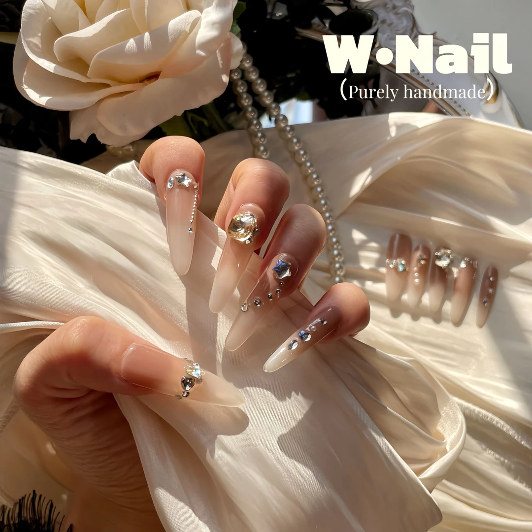 秋冬喷枪渐变珍珠爱心香槟钻暮光琥珀贴片穿戴甲片