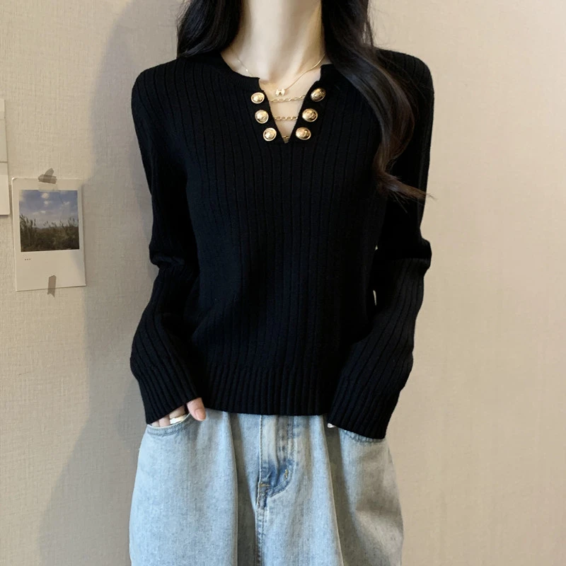 大码女装秋冬胖mm韩版时尚设计感针织衫百搭显瘦减龄打底长袖上衣