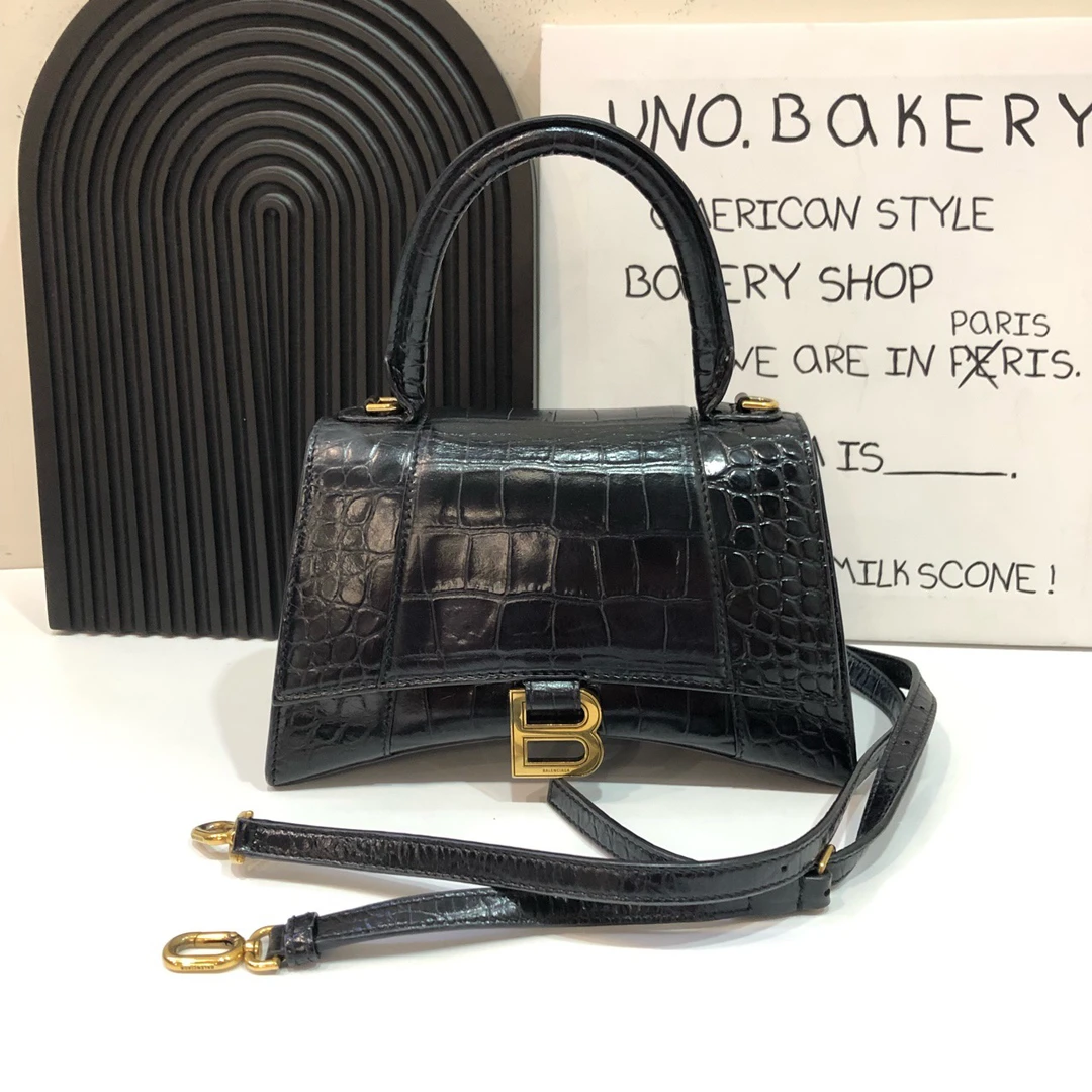 95新 Balenciaga/巴黎世家 【蔡包紫】黑金压纹沙漏S码