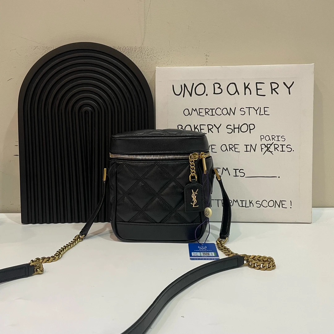 95新 YSL/圣罗兰 【蔡包紫】黑金化妆包