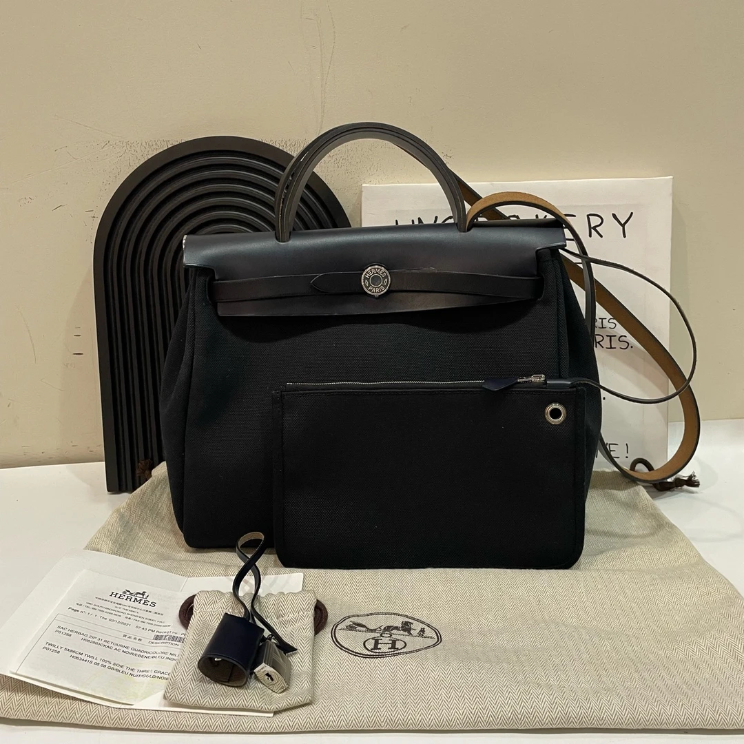 95新 Hermes/爱马仕 【蔡包紫】深蓝色herbag31