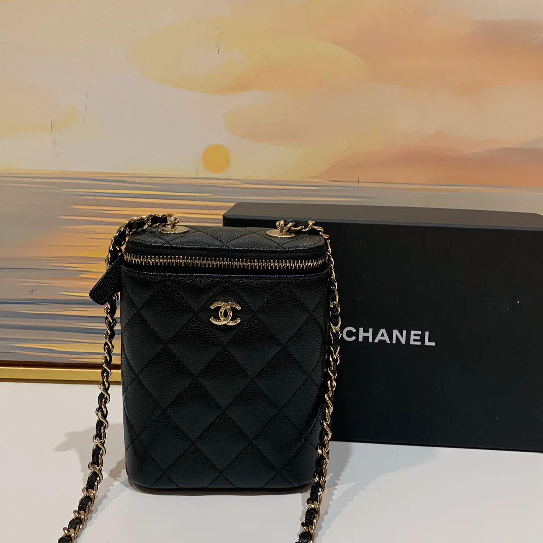 99新 Chanel/香奈儿 【蔡包紫】22s黑金荔枝烟盒包