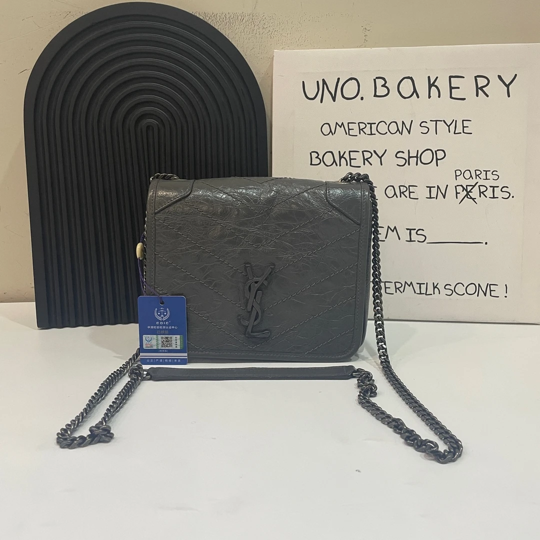 95新 YSL/圣罗兰 【蔡包紫】灰色niki bb mini