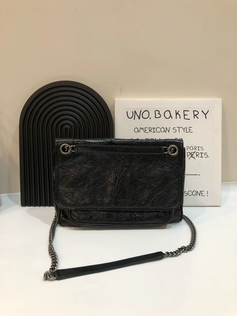 95新 YSL/圣罗兰 【蔡包紫】黑色Niki中号/6336772拆单1